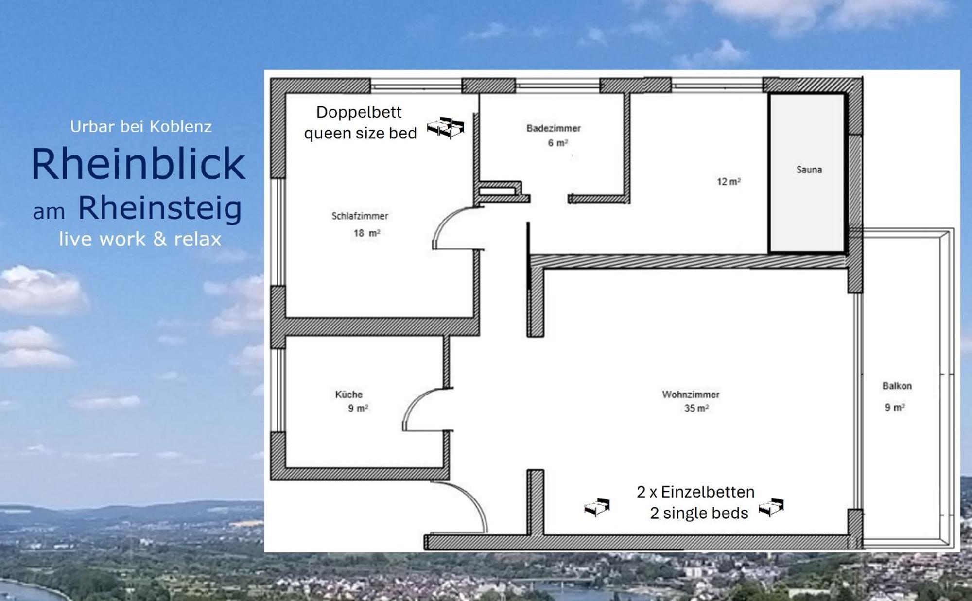 Rheinblick Am Rheinsteig Zur Festung Ehrenbreitstein Mit Balkon Und Sauna Urbar  Kültér fotó